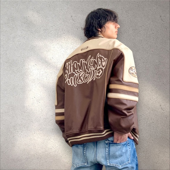 Men's Troop Brown | Taupe Genuine Leather Jacket NWT - Picture 2 of 7